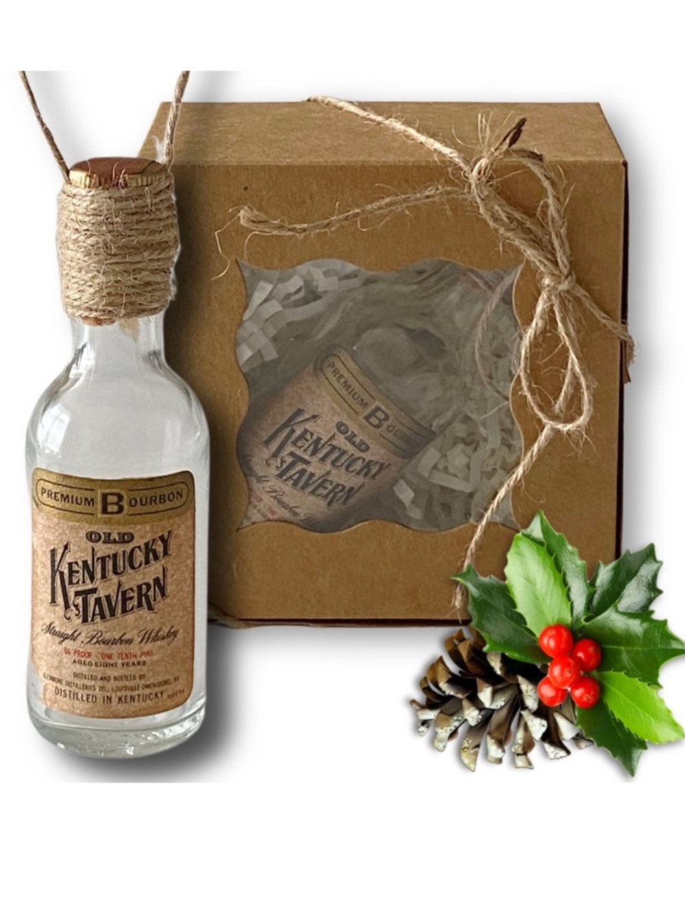 Old Kentucky Tavern Bourbon Whiskey Artisan Vintage Glass Bottle Ornament